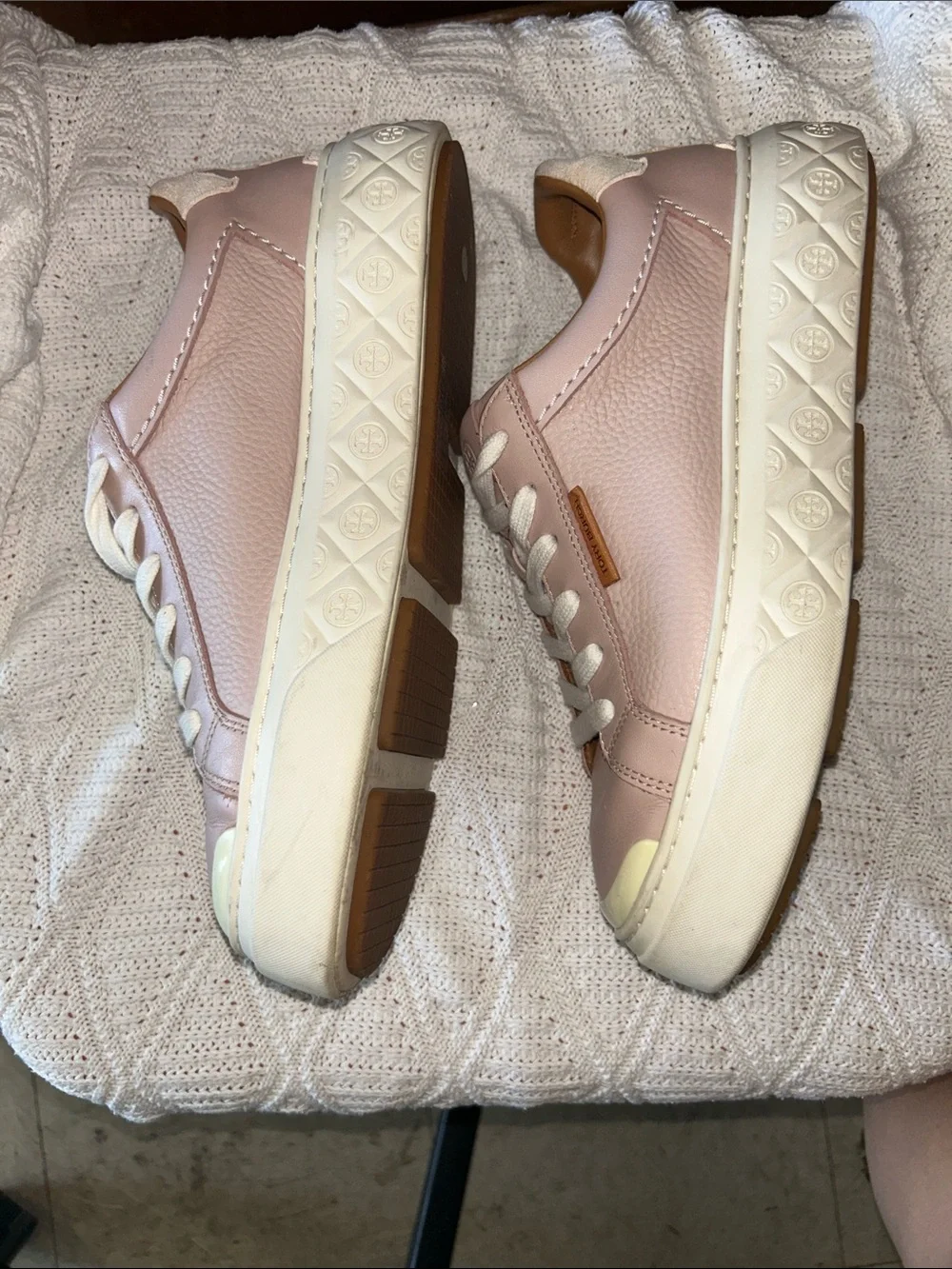 Tory Burch Blush Leather Platform Sneakers